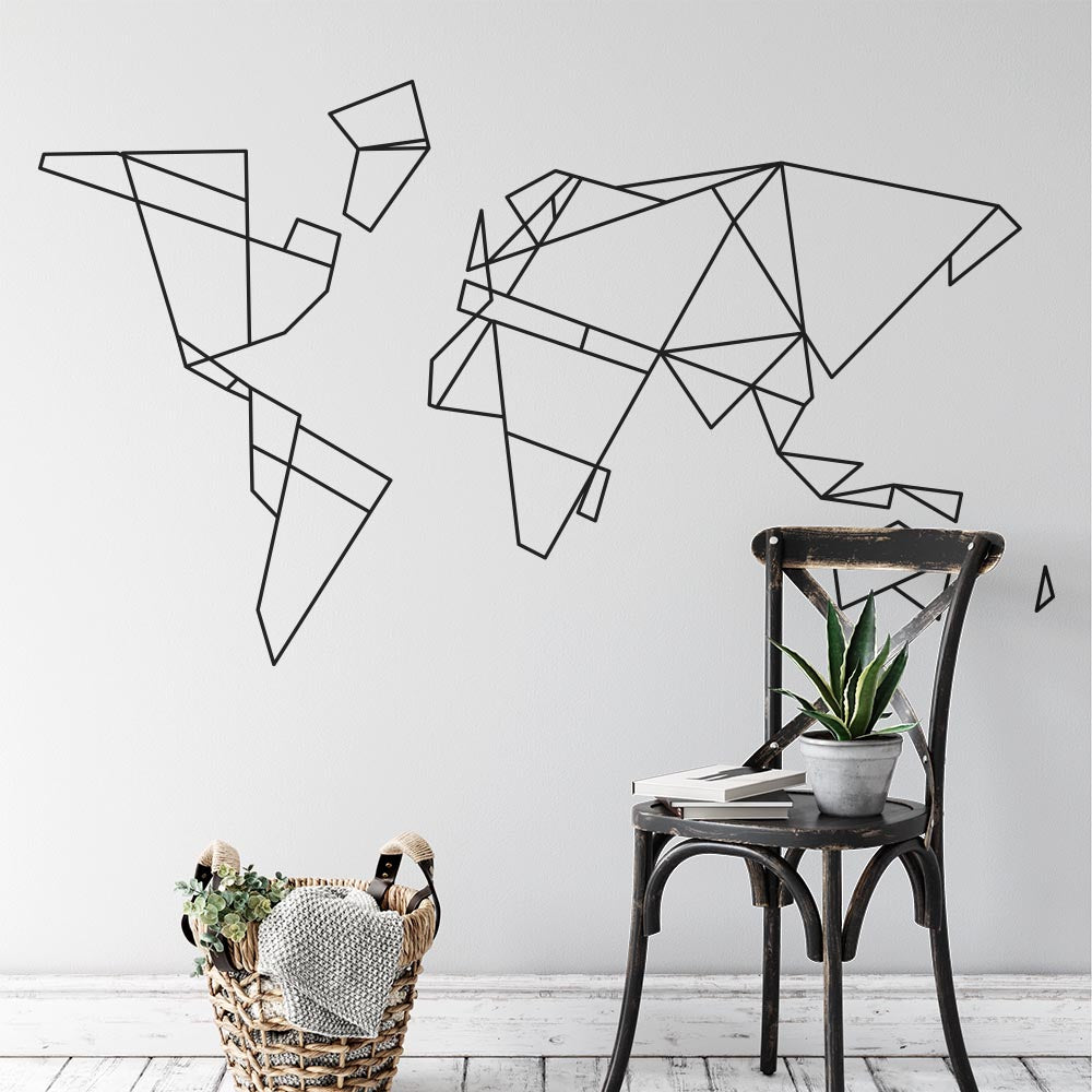 Geometric Polygonal World Map Wall Sticker | Apex Stickers