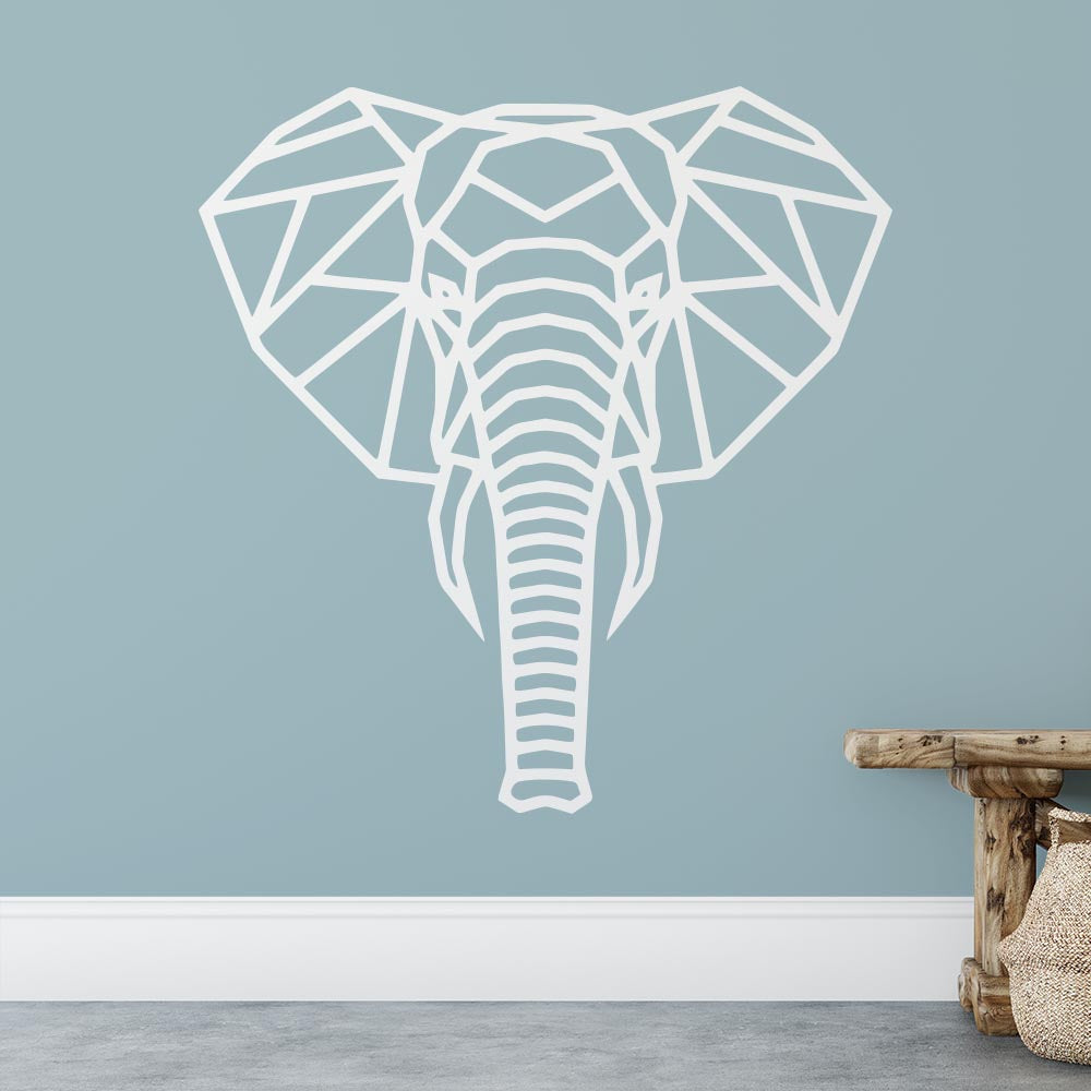 Geometric Polygonal Elephant Head Wall Sticker | Apex Stickers