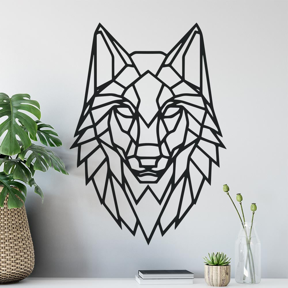 Geometric Polygonal Wolf Head Wall Sticker | Apex Stickers