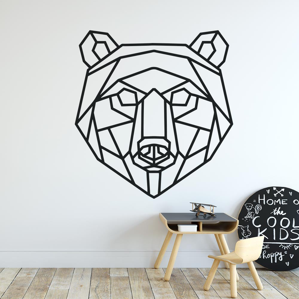 Geometric Polygonal Bear Head Wall Sticker | Apex Stickers