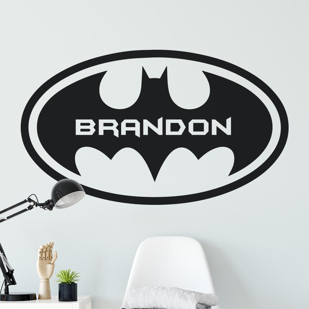 Personalised Name Batman Logo Wall Sticker | Apex Stickers