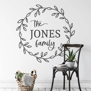 Personalised Family Name Wreath Wall Sticker | Apex Stickers