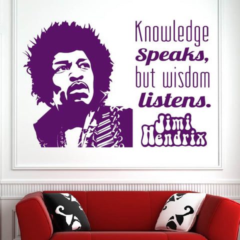 Violet is the new Black 2018 Violet Jimi Hendrix Knowledge Speaks Quote Wall Art Sticker