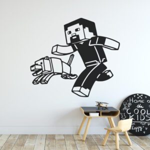 Minecraft Steve And Wolf Wall Sticker | Apex Stickers