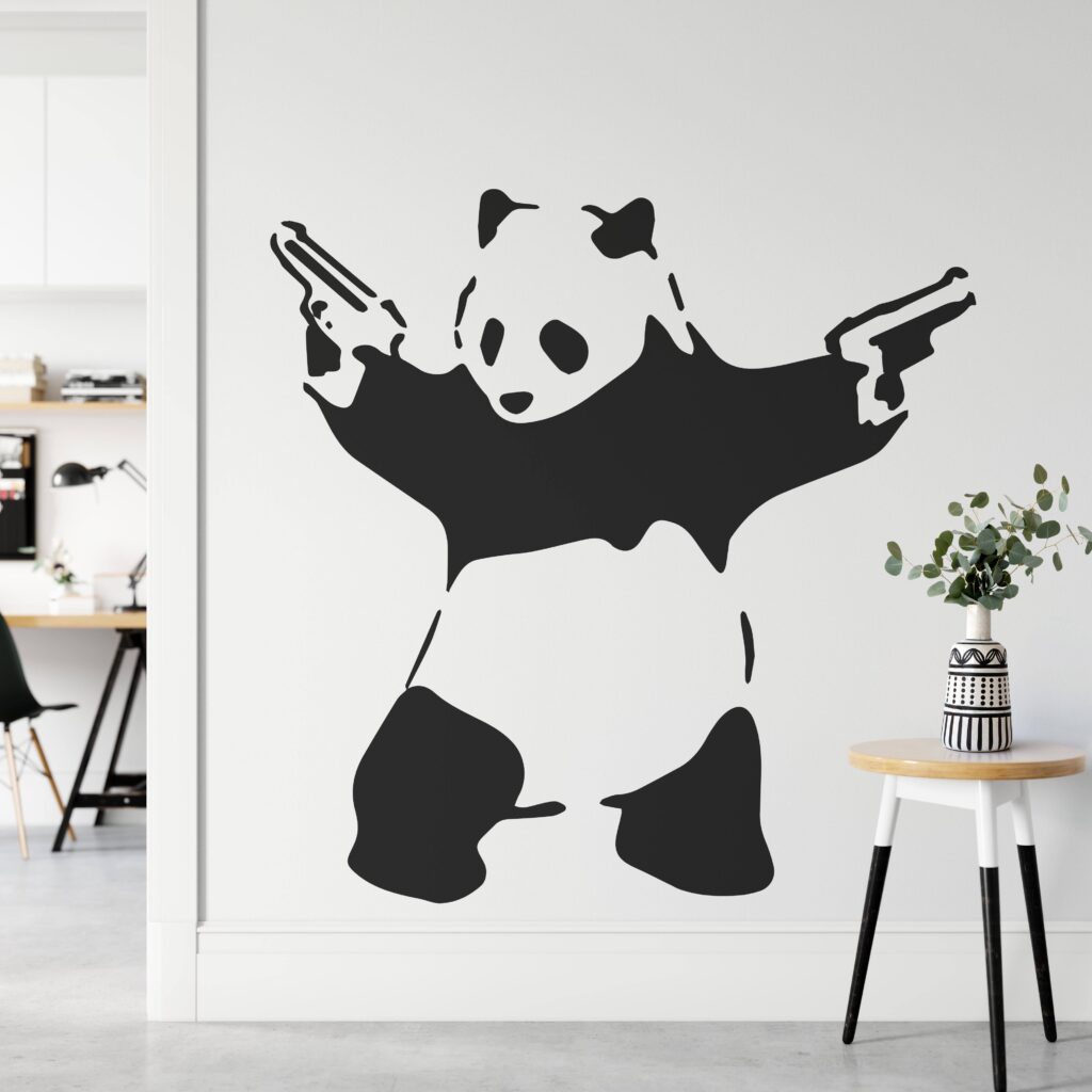 Banksy Panda With Guns Wall Sticker | Apex Stickers
