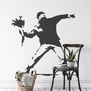 Banksy Flower Thrower Wall Sticker | Apex Stickers