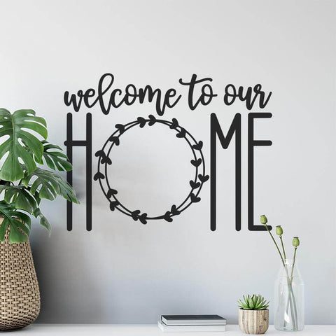 What is a Wall Sticker: Everything You Need to Know Welcome to our Home Wreath Wall Sticker | Apex Stickers