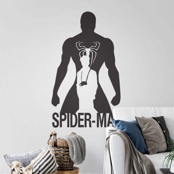 Spiderman Silhouette and Text Wall Sticker