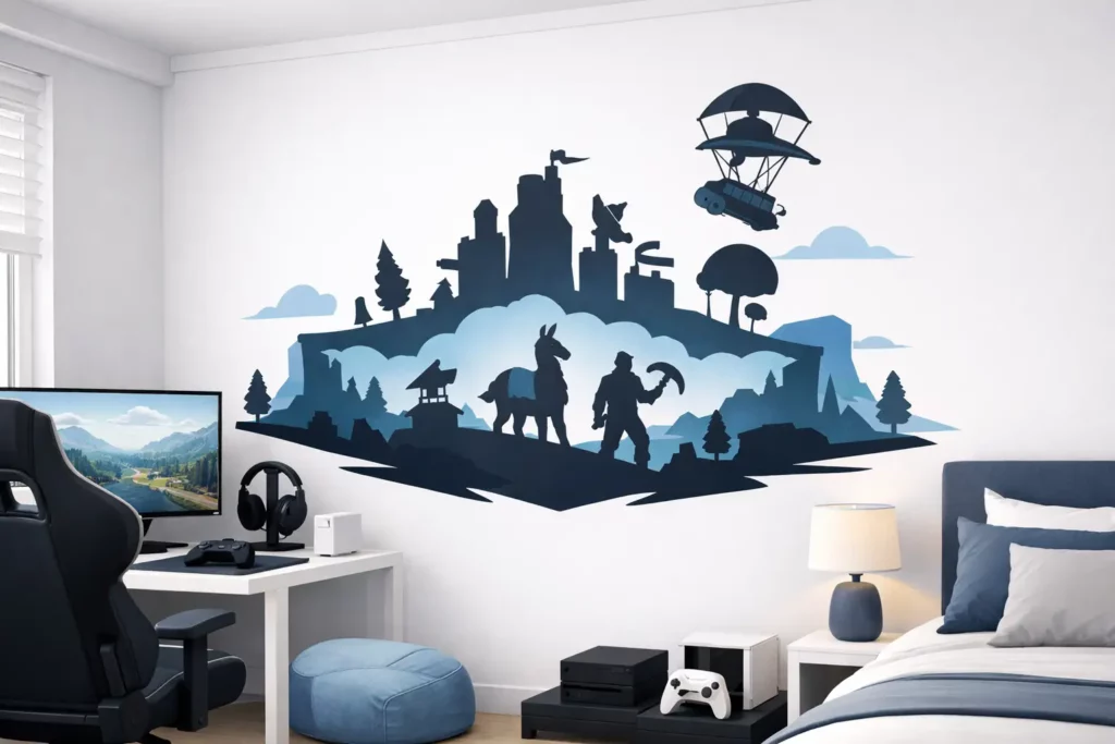 Fortnite Logo Wall Sticker for Gaming Rooms