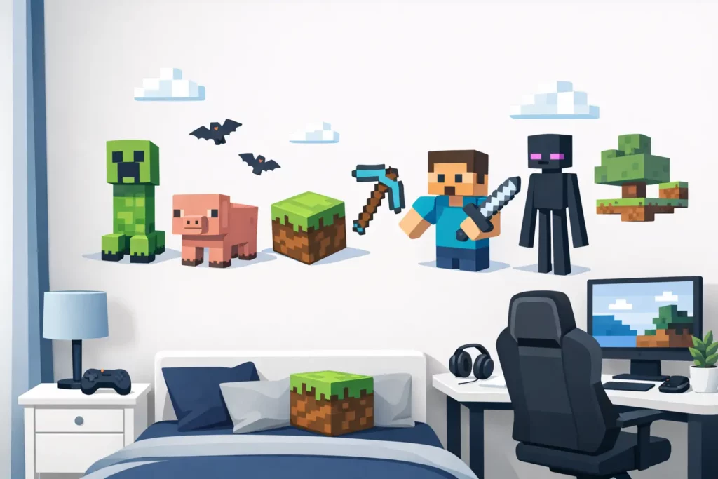 Minecraft Wall Stickers for Gaming Rooms